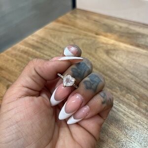 Pink heart moonstone ring